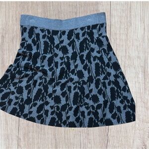 Ann Taylor Black and Gray Flower Print Midi Skirt